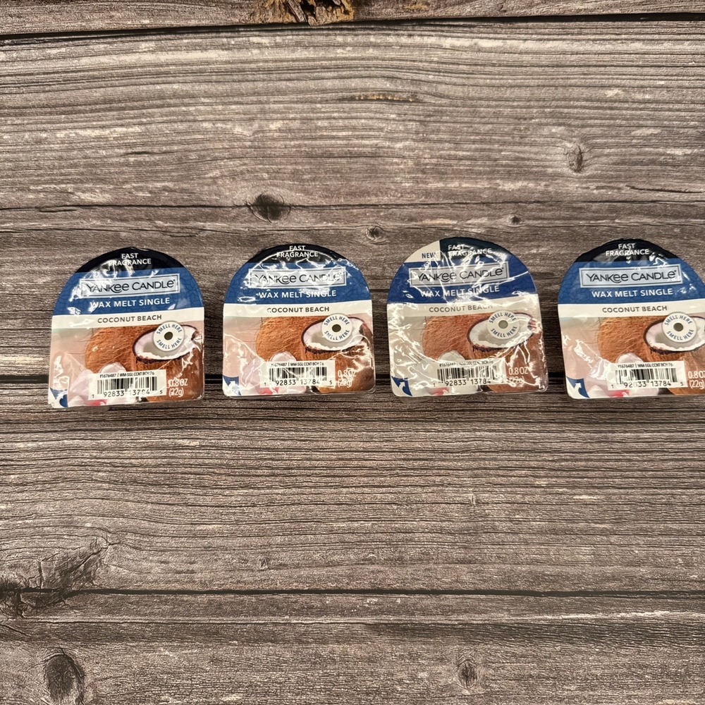 Lot Of 4 Yankee Candle Wax Melt Single Fragrance Coconut Beach 0.8 oz New